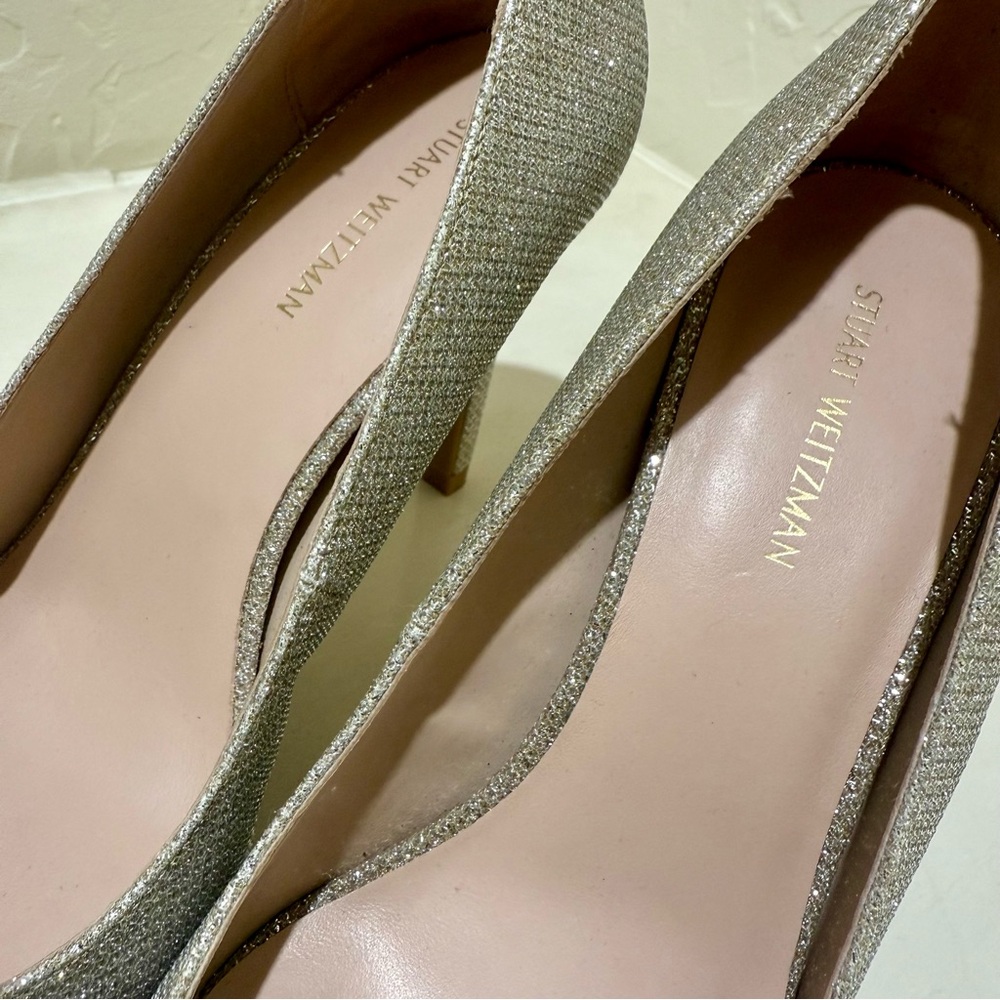 NWOT Stuart Weitzman Metallic Leather Power Pumps 100 - Picture 9 of 12